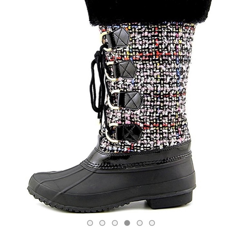 INC Tweed rain/snow boots.  buckled gold hardware!
